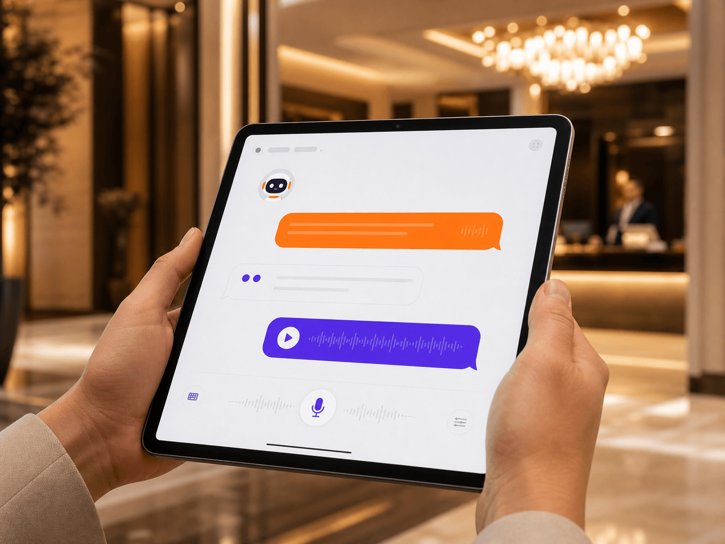 Talkinn AI Chat Assistant Tablet Product Interface